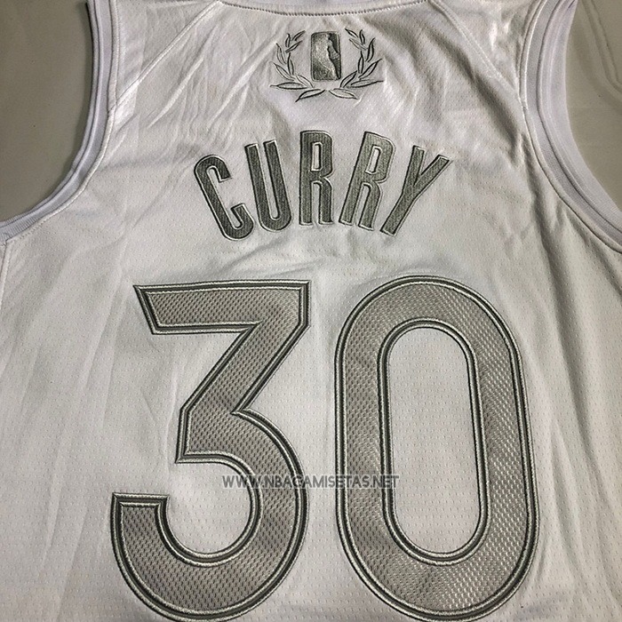 Camiseta Golden State Warriors Stephen Curry NO 30 MVP Blanco